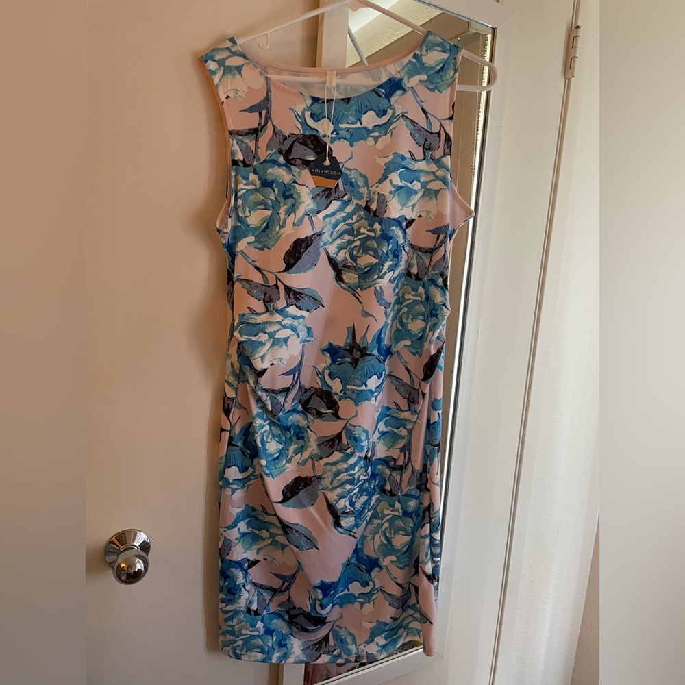 Pinkblush Maternity Dress blue dress maternity floral large baby shower dress